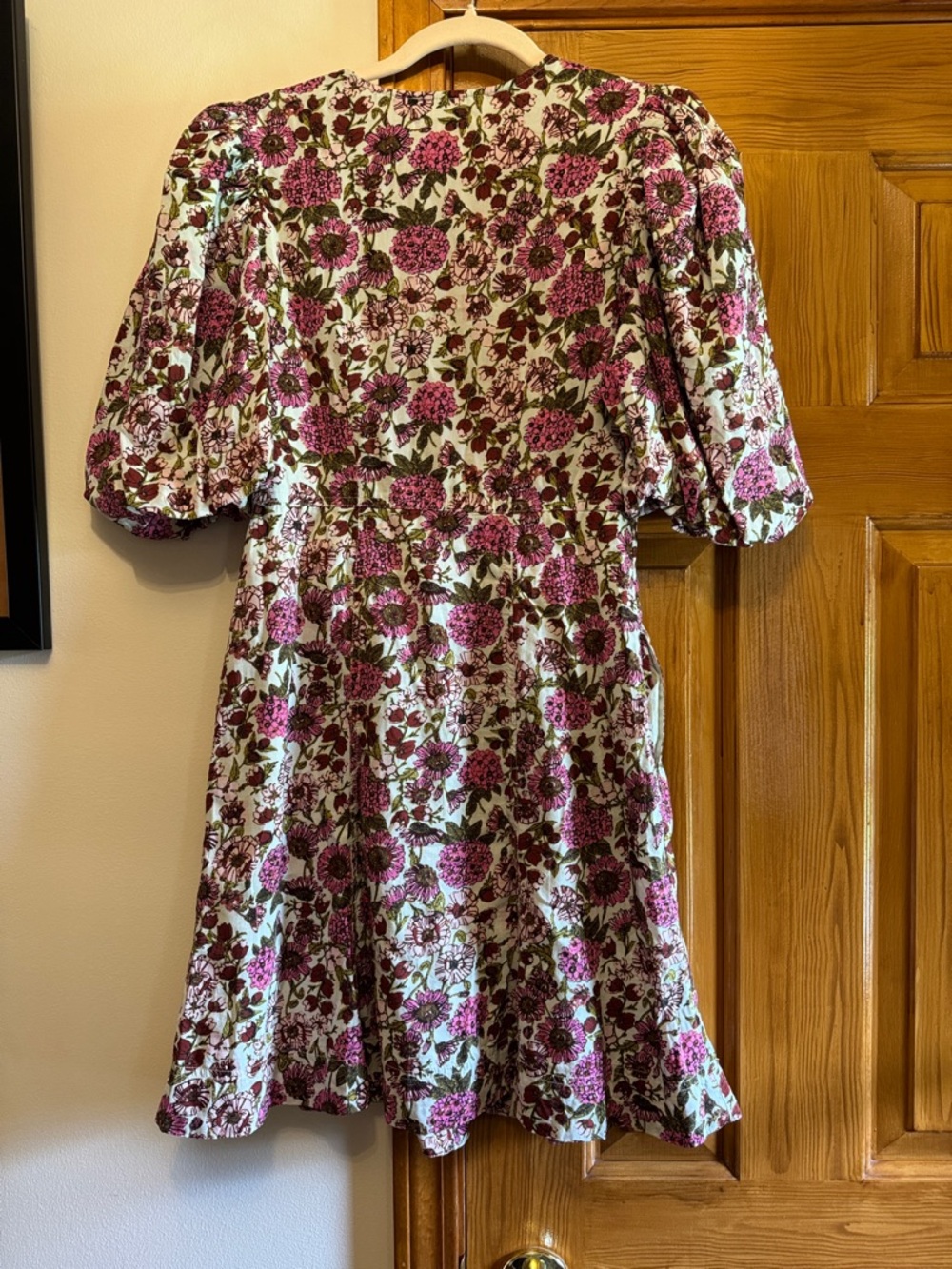 Chelsea 28 Floral Puff-Sleeve Mini Dress in Pink and Green NWT, sz S - Picture 3 of 10